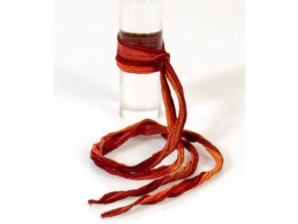 Hand Dyed Silk Ribbon, 32"-36" - Sienna Sunset (Each)