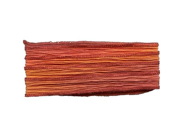Hand Dyed Silk Ribbon, 32"-36" - Sienna Sunset (each)