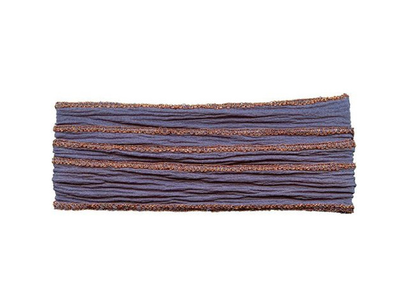 Hand Dyed Silk Ribbon, 32"-36" - Storm Blue/ Copper Edge (Each)