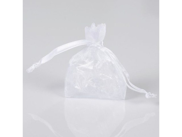 Organza Drawstring Bag, 2x2.5" - White (10 Pieces)