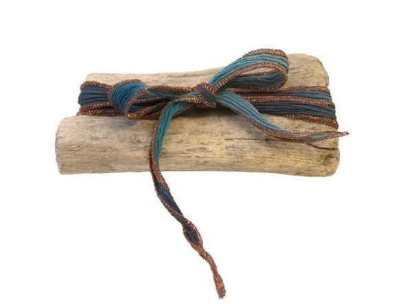 Hand Dyed Silk Ribbon, 32"-36" - Blue Me Away (Each)