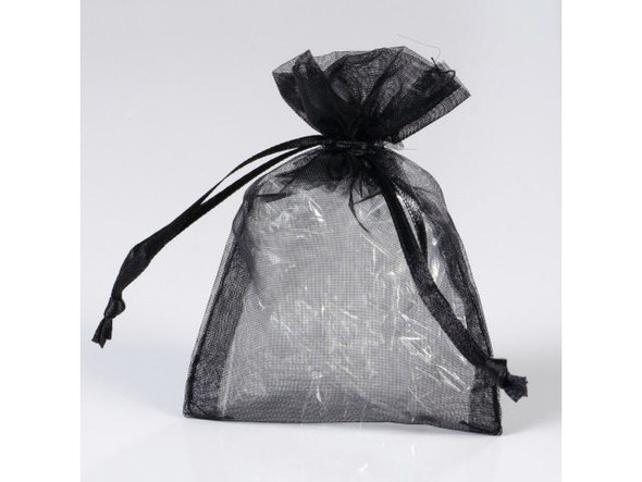 Organza Drawstring Bag, 3x4" - Black (10 Pieces)