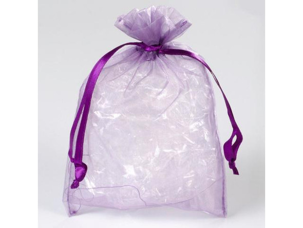 Organza Drawstring Bag, 5x7" - Purple (10 Pieces)