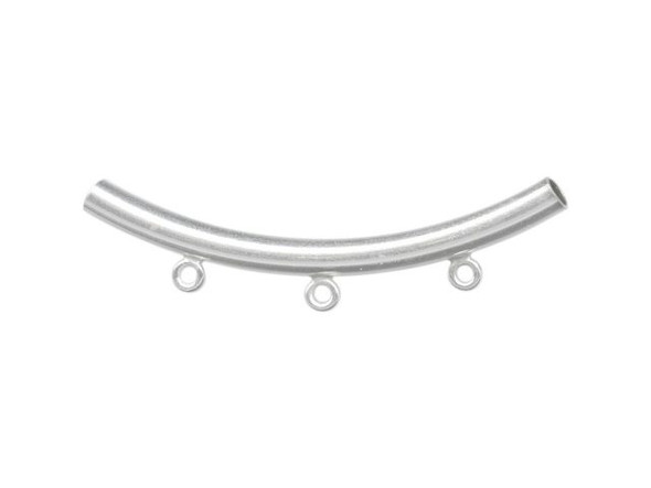 Sterling Silver Curved Tube, 3x38mm with 3 Loops (Each)