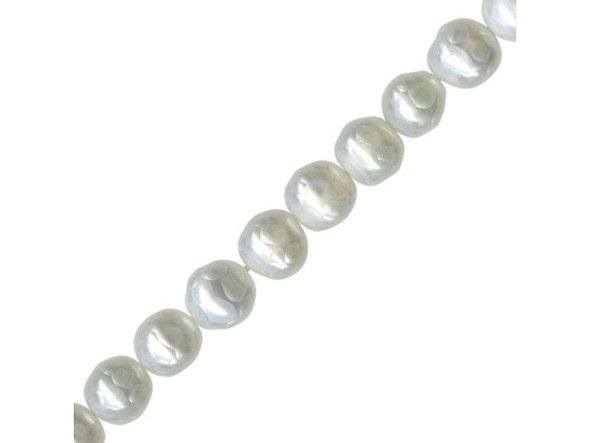 Freshwater Pearl Beads, Faceted Potato, 8mm - White (strand)