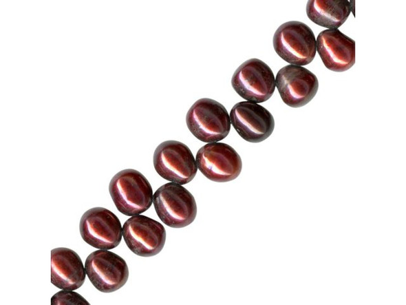 Wire-Hole Freshwater Pearl Beads, Tip-Drilled Teardrop, 6mm - Garnet Color (strand)