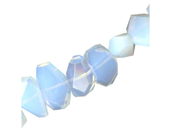 Manmade Opalite Glass Beads, Faceted Nugget, Side Drilled, 20x10mm (strand)