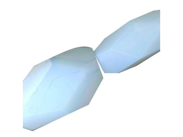 Manmade Opalite Glass Beads, Faceted Nugget, Long Drilled, 20x30mm (strand)