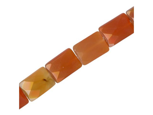 Natural Agate Gemstone Beads, 10x14mm Faceted Puffed Rectangle (strand)