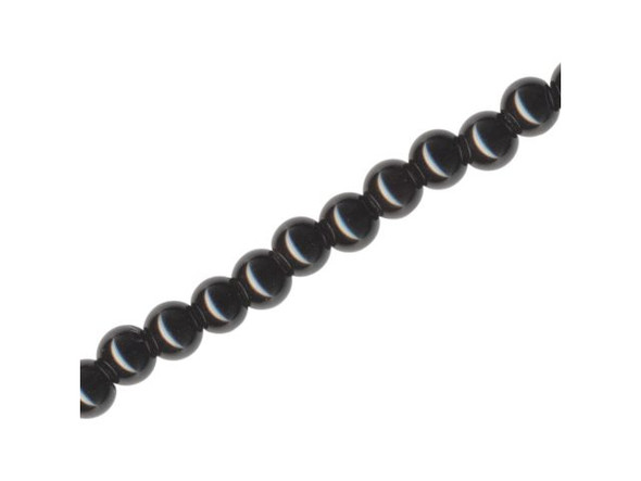 Black Onyx Gemstone Beads, 6mm, Round with Large Hole (strand)