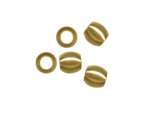 Brass Metal Beads, 5x5mm Barrel, Large Hole (100 Pieces)