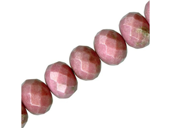 Rhodonite Gemstone Beads, 16mm Faceted Rondelle (strand)