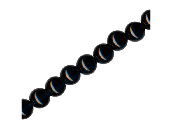 Black Onyx Gemstone Beads, 8mm Round with Large Hole (strand)