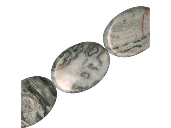 Crazy Lace Agate Gemstone Bead, 18x25mm Puffed Oval (strand)