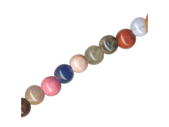 Mixed Stone Beads, 8mm Round with Large Hole (strand)