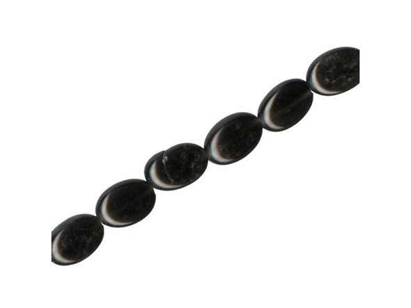 Black Stone Beads, 8x12mm Puffed Oval (strand)