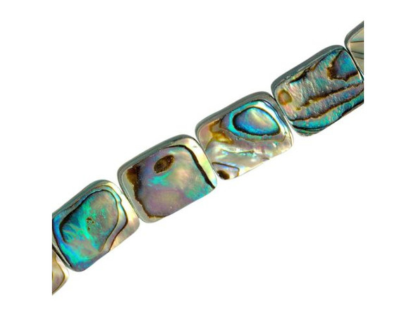 Paua Shell Beads, 10x14mm Rectangle (strand)