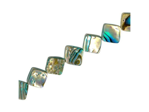 Paua Shell Beads, 10mm Diamond-Shaped (strand)