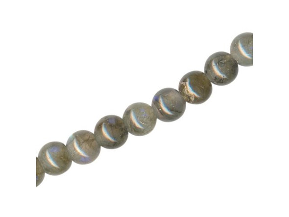 Labradorite Gemstone Beads, 8mm Round with Large Hole (strand)