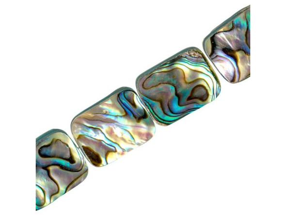 Paua Shell Beads, 13x18mm Rectangle (strand)