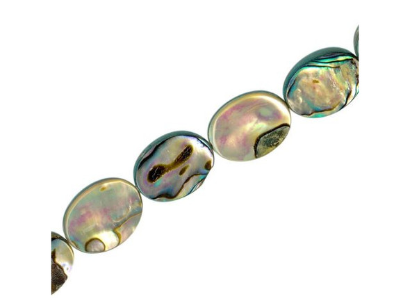 Paua Shell Beads, 10x14mm Oval (strand)