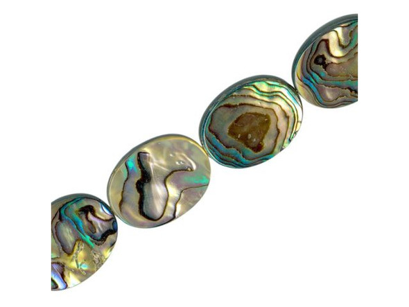 Paua Shell Beads, 13x18mm Oval (strand)