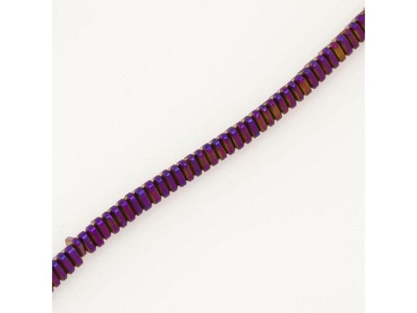 Electroplated Hematine Gemstone Bead, Triangle Heishi, 3mm - Purple (strand)