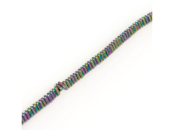 Electroplated Hematine Gemstone Bead, Triangle Heishi, 3mm - Rainbow (strand)