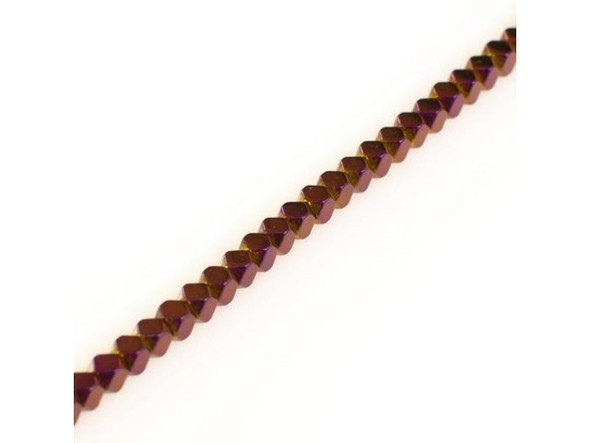 Electroplated Hematine Gemstone Bead, Cornerless Cube, 3mm - Purple (strand)