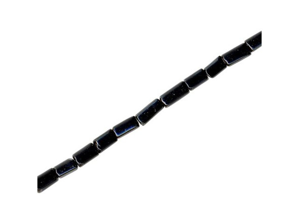 Black Stone Beads, Tube, 3x5mm (strand)
