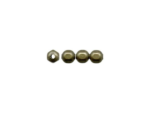 Antiqued Brass Plated Metal Beads, Faceted, 3.2mm (100 Pieces)
