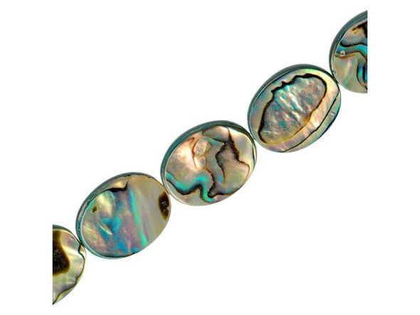 Paua Shell Beads, 12x16mm Oval (strand)