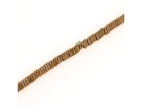 Electroplated Hematine Gemstone Bead, Triangle Heishi, 3mm - Bronze (strand)