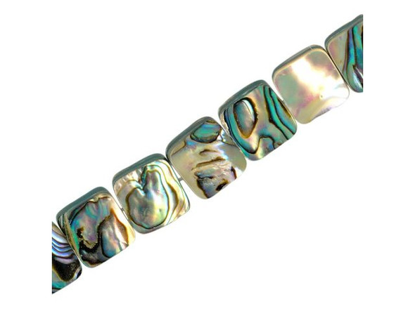 Paua Shell Beads, 10mm Square (strand)