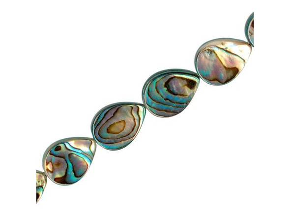 Paua Shell Beads, 10x14mm Teardrop (strand)