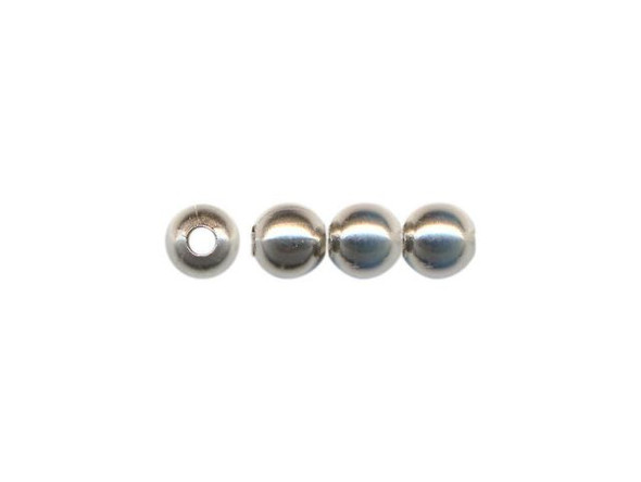 White Plated Metal Beads, Round, 4mm (gross)