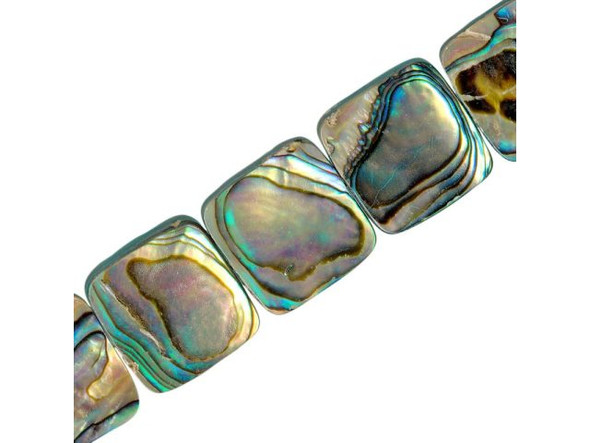 Paua Shell Beads, 16mm Square (strand)