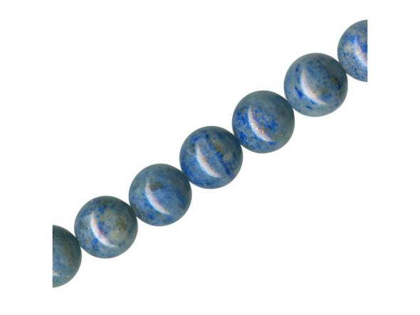 Denim lapis beads provide a more economical, lighter blue variety of lapis lazuli beads. Like other lapis, denim lapis contains grains of several blue minerals, including lazurite and sodalite, plus a matrix that includes speckles of pyrite. The lighter color of denim lapis comes from a higher concentration of calcite inclusions in the gemstone. The light inclusions lower the value these semiprecious beads, but also make denim lapis a great accessory for casual, blue-jean outfits! As with lapis lazuli, denim lapis is believed to be a stone of spirituality, truth, and friendship. Lapis beads are relatively easily scratched and chipped, so make sure to clean them only with a soft, dry cloth.  See Related Products links (below) for similar items and additional jewelry-making supplies that are often used with this item.