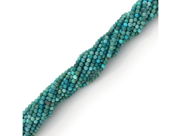 Chinese Turquoise Gemstone Beads, Round, 3mm - Blue/Green (strand)