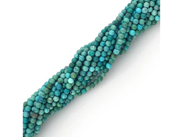 Chinese Turquoise Gemstone Beads, Round, 3mm - Blue/Green (strand)