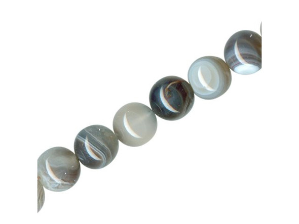 Botswana Agate Gemstone Beads, Round, 10mm (strand)