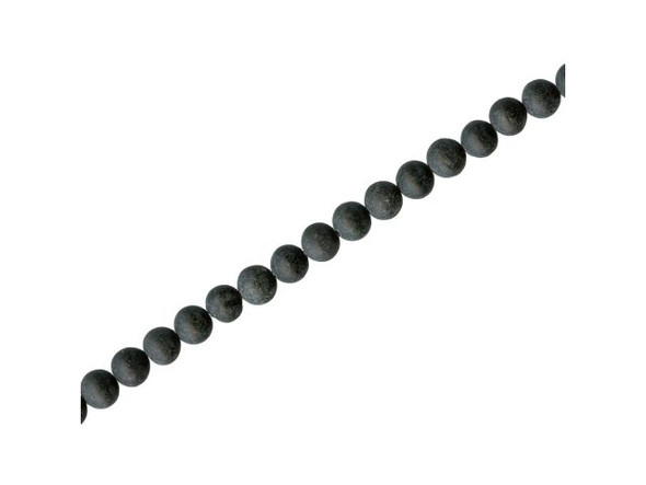 Matte Black Stone Beads, Round, 4mm (strand)