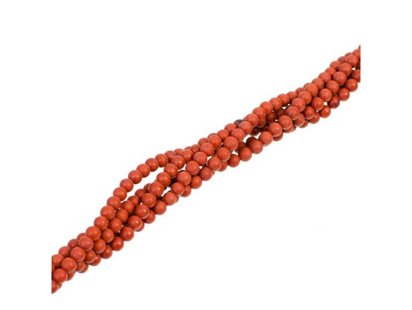 Matte Red Jasper Gemstone Beads, 4mm Round (strand)
