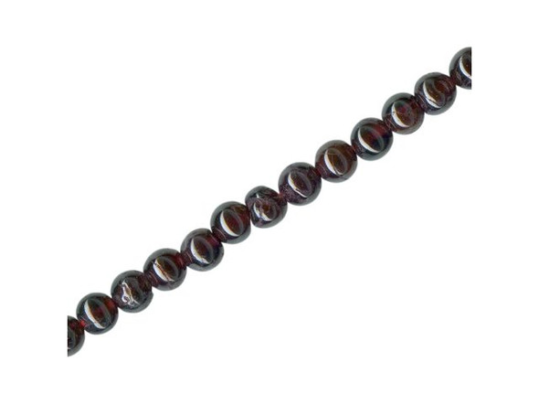 6mm Round India-Cut Garnet Gemstone Beads, Enhanced (strand)