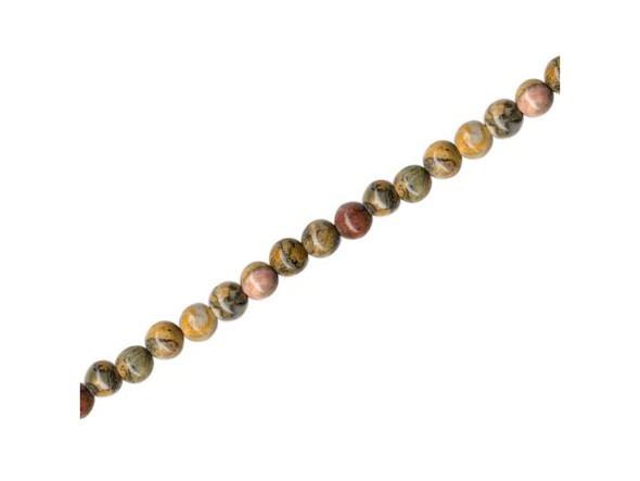 Leopardskin Jasper Gemstone Beads, Round, 4mm (strand)