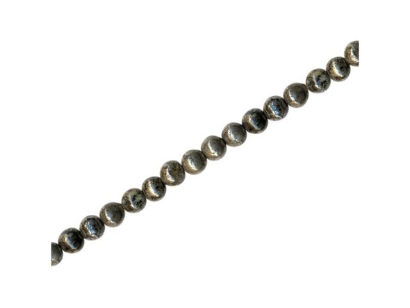 Pyrite Gemstone Beads, Round, 4mm (strand)