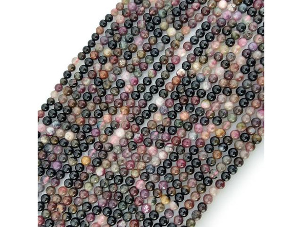 Tourmaline Gemstone Beads, Round, 4-5mm (strand)