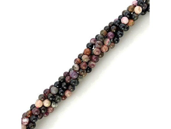 Tourmaline Gemstone Beads, Round, 4-5mm (strand)