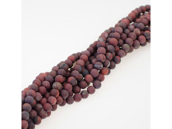 Matte Poppy Jasper Gemstone Beads, 6mm Round (strand)