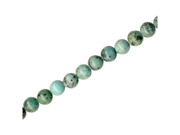 African Turquoise Gemstone Beads, Round, 6mm (strand)